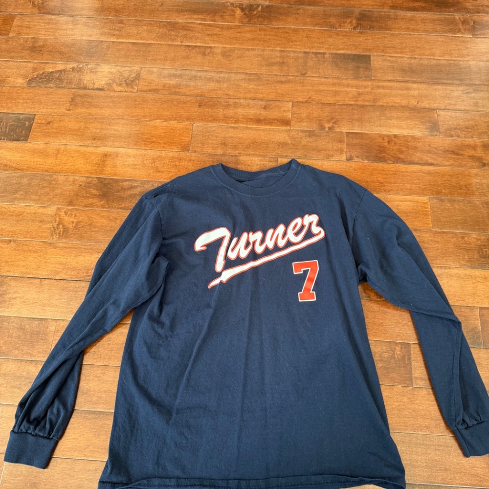 Trea Turner Nationals Navy Blue Long Sleeve Shirt, size Medium